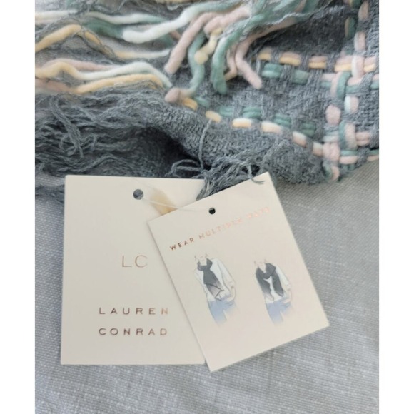 Plaid Fringe Scarf Shawl Wrap Blue Multi Color Women - Picture 5 of 5